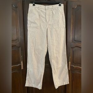H&M Divided tan & black pinstripe wide leg painters pants 12
